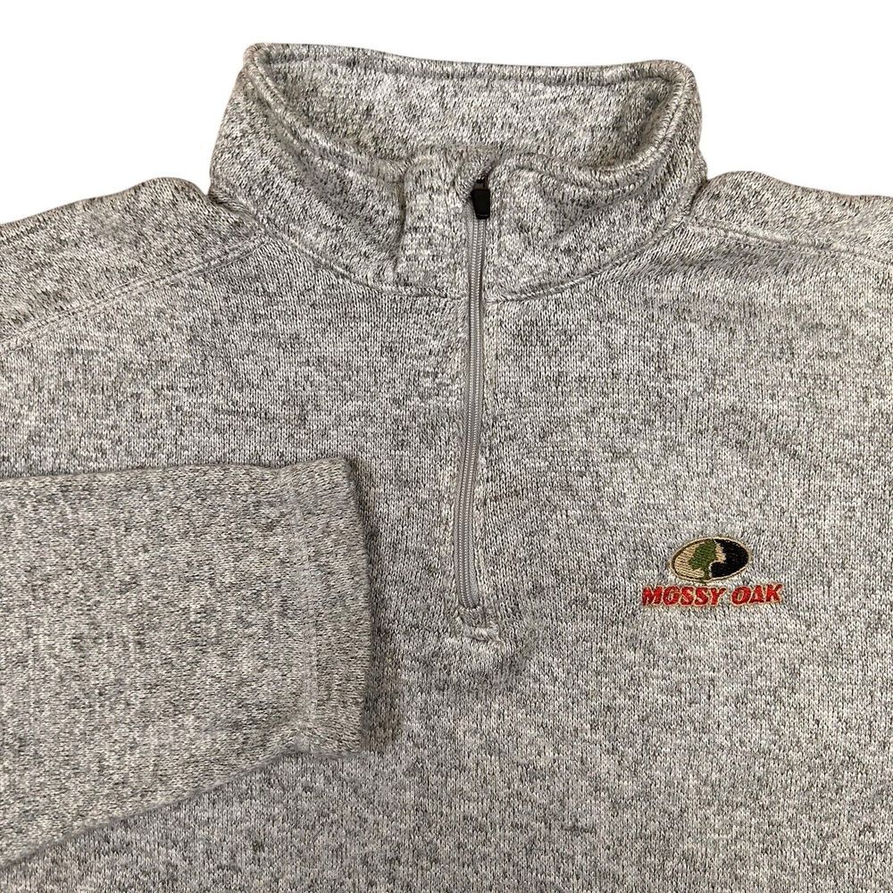 Mossy Oak Pullover‎ LOGO SZ M 1/4 ZIP Sweater Heather Gray Mens